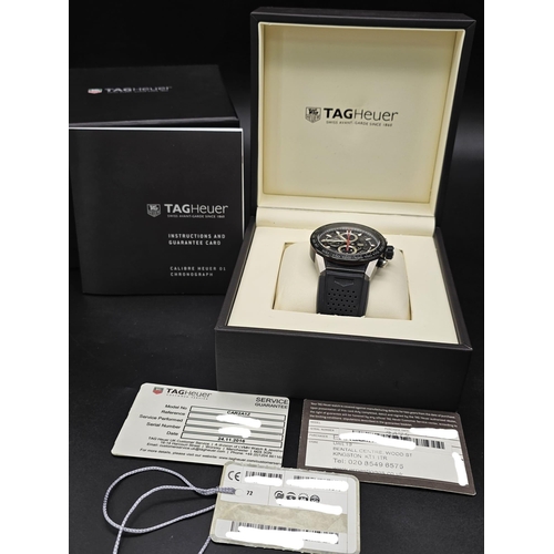 156 - A Tag Heuer Carrera Skeleton Chronograph Gents Watch. Black rubber strap. Steel and ceramic case - 4... 