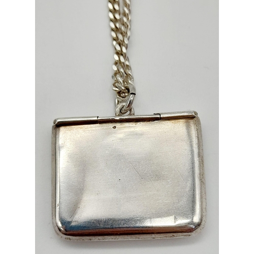 209 - A Wonderful Antique 925 Silver Stamp Case Pendant on a 925 Silver Necklace. Hallmarks for Crisford a... 