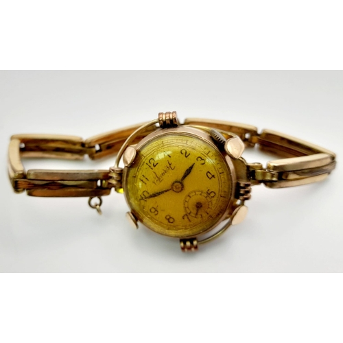 274 - A Very Rare Vintage Possibly Antique Accurist 9K Gold Watch. It has been constructed with an expanda... 