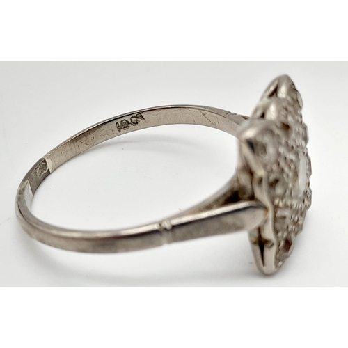 409 - A Vintage 10K White Gold and Diamond Ring. Size T. 4.06g total weight. Ref: 012188