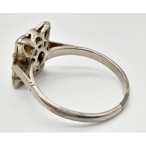 409 - A Vintage 10K White Gold and Diamond Ring. Size T. 4.06g total weight. Ref: 012188