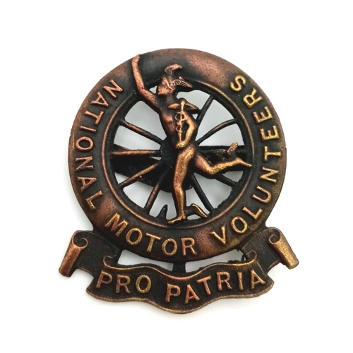 397 - WW1 British National Motor Volunteers Cap Badge. Maker: J.R. Gaunt London.