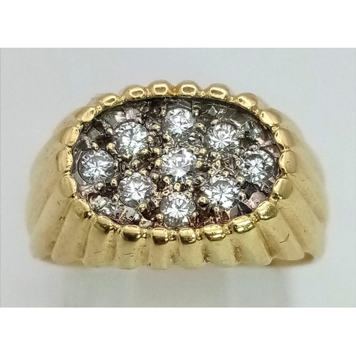 1070 - 18k yellow gold diamond set ring (dia: 0.30ct), size M, 6.3g