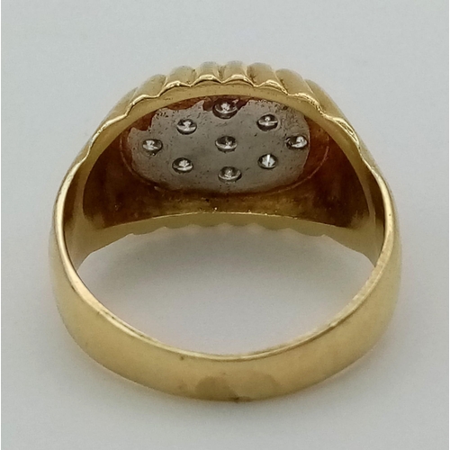 1070 - 18k yellow gold diamond set ring (dia: 0.30ct), size M, 6.3g