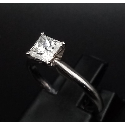 170 - A 14K White Gold Princess Cut Diamond Solitaire (0.71ct) Ring. VS1 clarity. G - near colourless. Siz... 