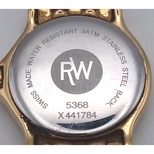 352 - A Raymond Weil Gold Plated Ladies Watch. Gold plated bracelet and case - 24mm. Gold tone dial with w... 