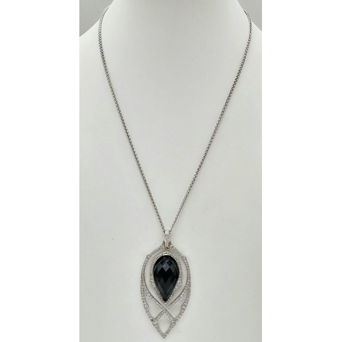 6 - A Stephen Webster (designer) 18K White Gold, Diamond and Blue Crystal Haze Drop Pendant. A wonderful... 