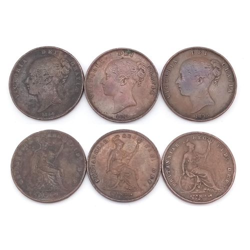 1198 - A Parcel of 3 19th Century Victoria One Penny Coins Comprising Dates; 1854, 1855 and 1858