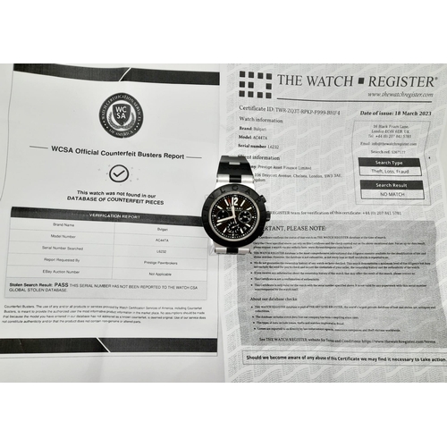 402 - A Bulgari Aluminium Gents Chronograph Watch. Black Rubber strap. Case - 43mm. Quartz movement. In wo... 