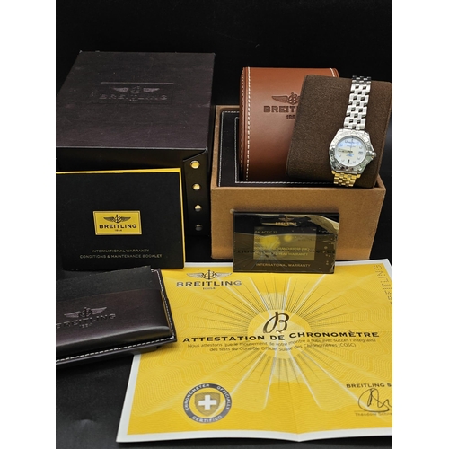 61 - A Breitling Galactic Automatic Ladies Watch. Stainless steel strap and case - 31mm. Cream dial with ... 