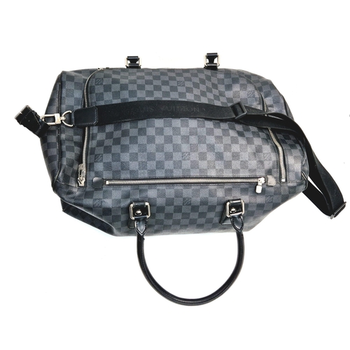 68 - A Louis Vuitton Keepall Hand-Luggage Bag. Black checked leather. Leather handles and trim. Shoulder ... 