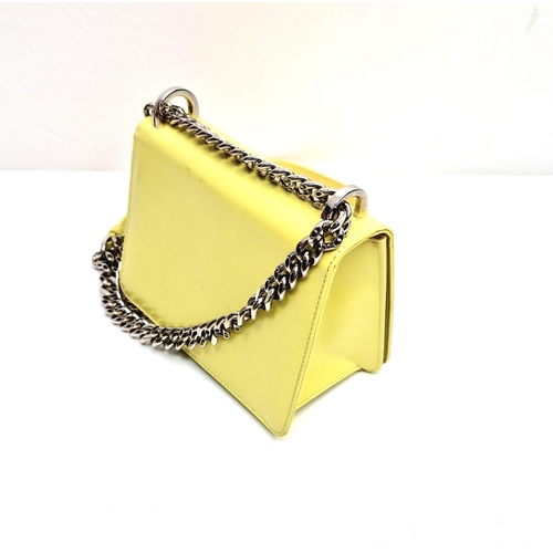 708 - A Christian Dior Diorama Lemon Yellow Flap Bag. Calf-skin leather with silver-tone hardware. Crossbo... 