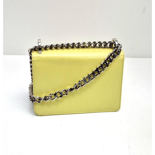 708 - A Christian Dior Diorama Lemon Yellow Flap Bag. Calf-skin leather with silver-tone hardware. Crossbo... 