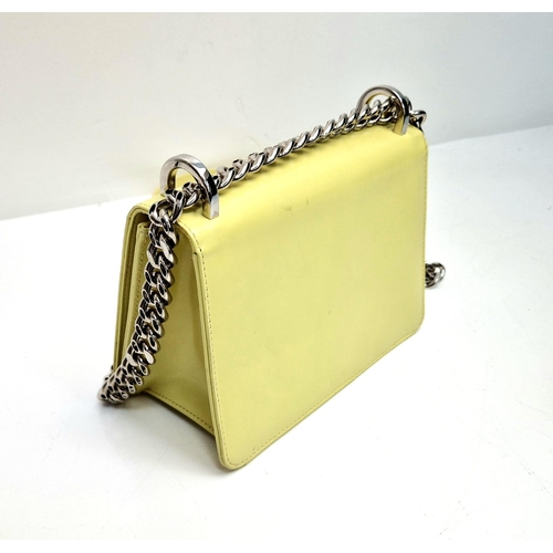 708 - A Christian Dior Diorama Lemon Yellow Flap Bag. Calf-skin leather with silver-tone hardware. Crossbo... 