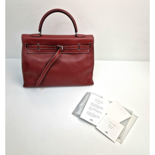 89 - A Hermes Kelly Brown Leather Handbag. Simple elegance with the softest of leather and buckle design.... 