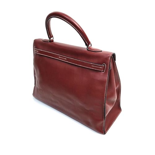 89 - A Hermes Kelly Brown Leather Handbag. Simple elegance with the softest of leather and buckle design.... 