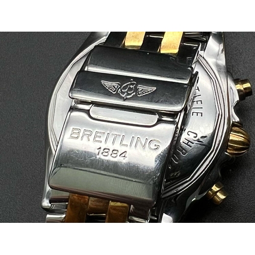 1376 - A Breitling Gold and Stainless Steel Automatic Chronograph Gents Watch. Bi-metal strap and case. Dia... 