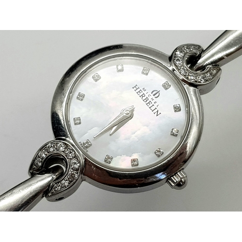 1398 - A Michel Herbelin Ladies Watch. Stainless steel strap and case - 22mm. Mother of pearl dial with whi... 