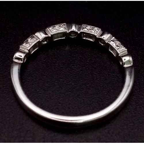 1194 - A 9K White Gold Diamond Half-Eternity Ring. Size N. 2g total weight. Ref: 38