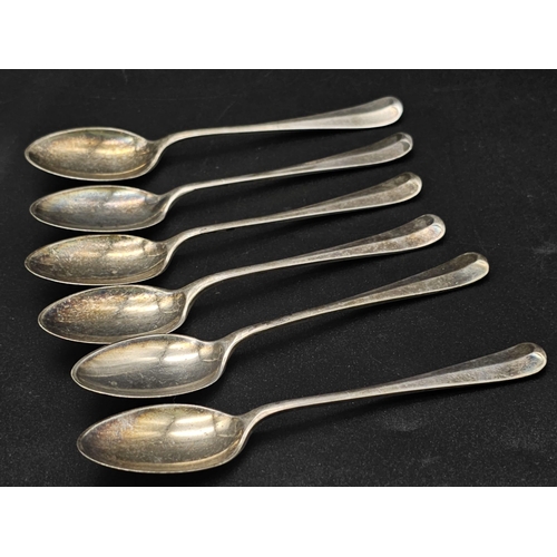 179 - A SET OF 6 HALLMARKED SILVER TEASPOONS DATED 1922  64.7gms.