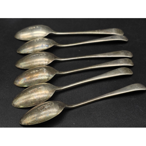 179 - A SET OF 6 HALLMARKED SILVER TEASPOONS DATED 1922  64.7gms.