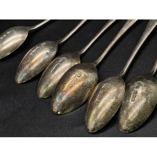 179 - A SET OF 6 HALLMARKED SILVER TEASPOONS DATED 1922  64.7gms.