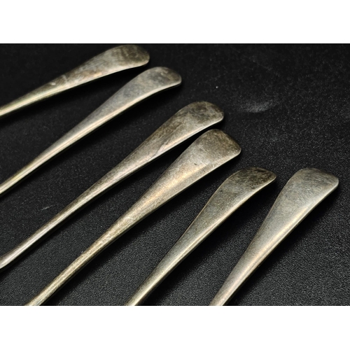 179 - A SET OF 6 HALLMARKED SILVER TEASPOONS DATED 1922  64.7gms.