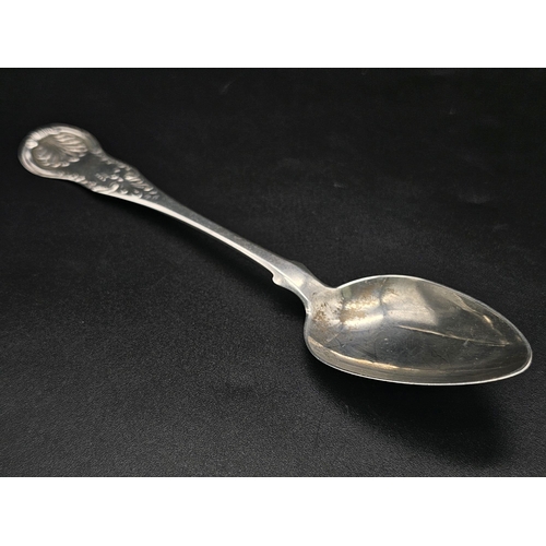 193 - A PAIR OF GEORGIAN SILVER TEA SPOONS HALLMARKED 1832 GLASGOW   35.6gms