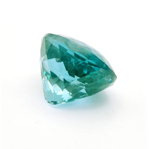 459 - A Beautiful Light Blue/Green 35ct Gemstone (possibly tourmaline). Oval cut with a trillion top finis... 