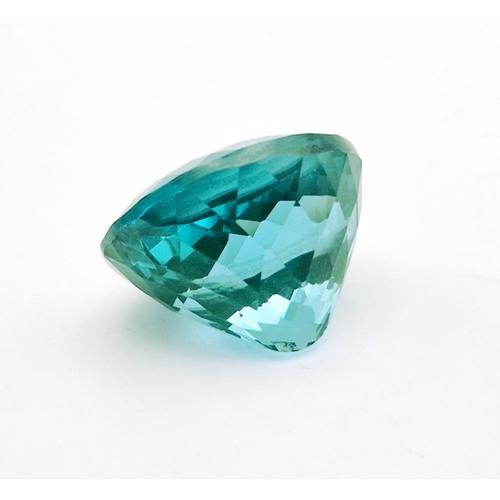 459 - A Beautiful Light Blue/Green 35ct Gemstone (possibly tourmaline). Oval cut with a trillion top finis... 