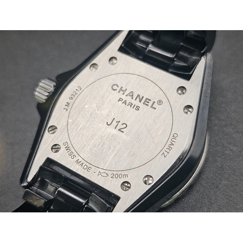 483 - A Chanel J12 Ceramic and Diamonds Ladies Watch. Black ceramic and steel strap and case - 33mm. Black... 