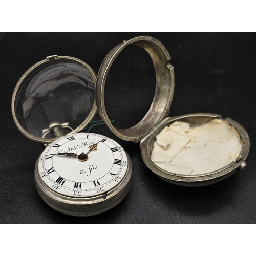 745 - An Antique French White Metal Pocket Watch. A/F. 5.5cm diameter. Ref: 012036