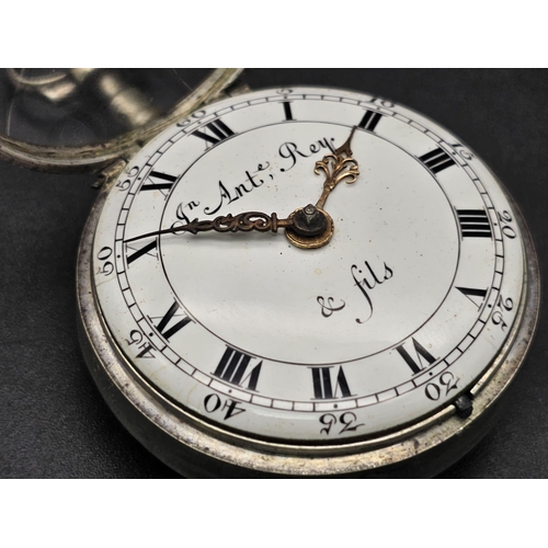 745 - An Antique French White Metal Pocket Watch. A/F. 5.5cm diameter. Ref: 012036