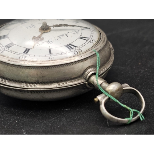 745 - An Antique French White Metal Pocket Watch. A/F. 5.5cm diameter. Ref: 012036