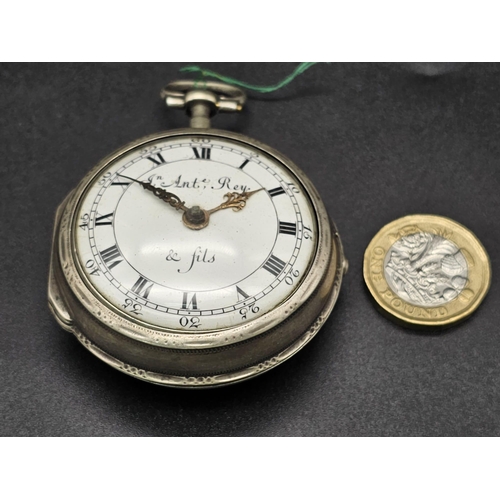 745 - An Antique French White Metal Pocket Watch. A/F. 5.5cm diameter. Ref: 012036