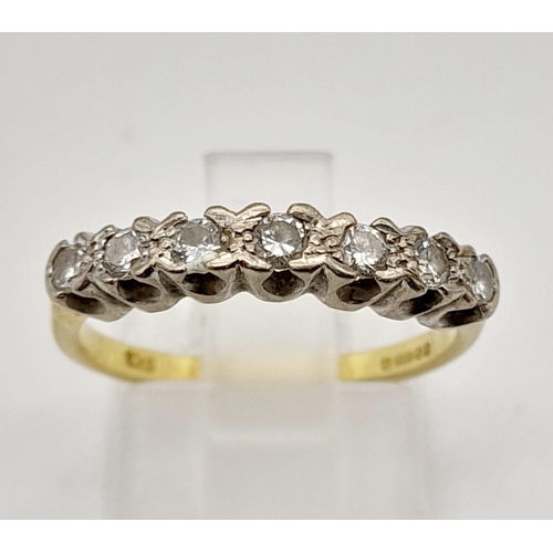 101 - 18K YELLOW GOLD DIAMOND HALF ETERTINTY RING.  0.35CT DIAMOND. TOTAL WEIGHT 3.32G . SIZE N