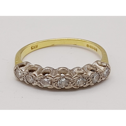 101 - 18K YELLOW GOLD DIAMOND HALF ETERTINTY RING.  0.35CT DIAMOND. TOTAL WEIGHT 3.32G . SIZE N