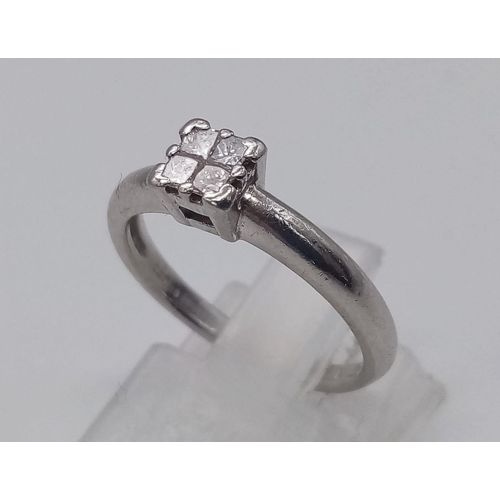 136 - PLATINUM 950 DIAMOND RING.  0.20CT DIAMOND. TOTAL WEIGHT 4.2G  SIZE L