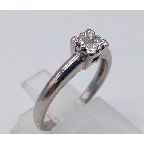 136 - PLATINUM 950 DIAMOND RING.  0.20CT DIAMOND. TOTAL WEIGHT 4.2G  SIZE L