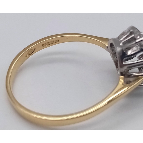 206 - 18K YELLOW GOLD DIAMOND FANCY CLUSTER RING.  0.25CT DIAMOND. TOTAL WEIGHT 2.4G. SIZE M