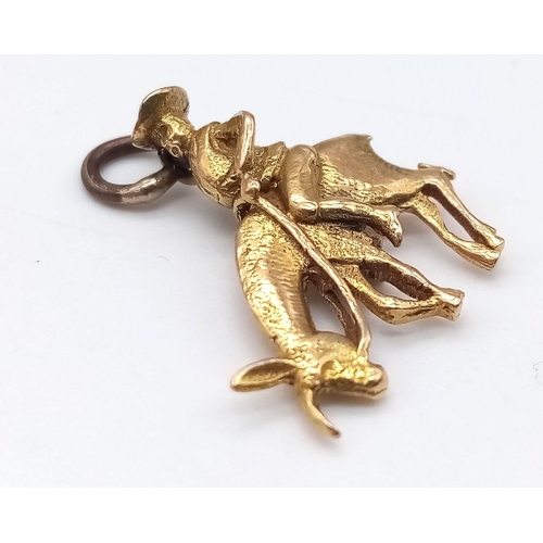 641 - 9K YELLOW GOLD DONKEY RIDING GAUCHO CHARM 2.8G