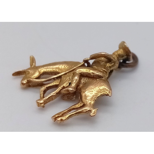 641 - 9K YELLOW GOLD DONKEY RIDING GAUCHO CHARM 2.8G