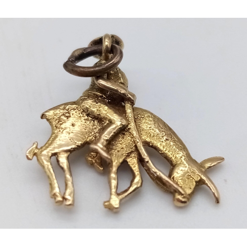 641 - 9K YELLOW GOLD DONKEY RIDING GAUCHO CHARM 2.8G