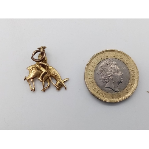 641 - 9K YELLOW GOLD DONKEY RIDING GAUCHO CHARM 2.8G