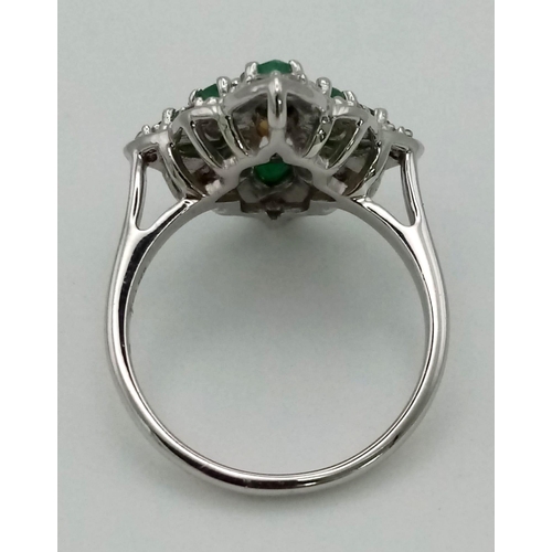 493 - New Sterling Silver Muti-Gemstone Set Cluster Ring Size P. Crown Measures 2.2cm Length. Gross Weight... 