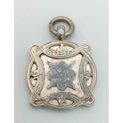 767 - An Antique Gold On Silver Watch Fob Dated 1923/4 with Makers Mark and Registration Number. 3cm Drop ... 