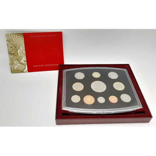 1446 - A Royal Mint 2003 United Kingdom Coin Proof Set. An eleven coin set that includes the coronation cro... 