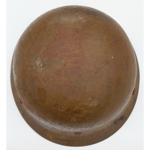 1359 - WWII JAPANESE ARMY HELMET WITH THE NAME SADAMURA KOICHI , 117 DIVISION MARKED ON THE ORIGINAL HEMP L... 