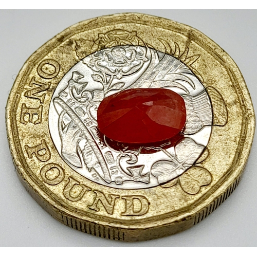 1416 - A 1.30ct Natural Orange - Red Sapphire Gemstone. ITLGR Certified. Rare Gem.