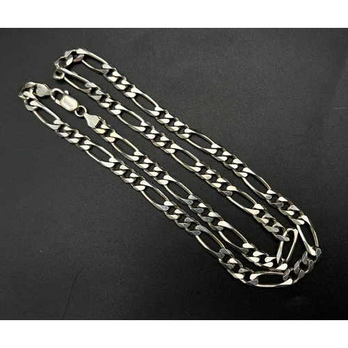 714 - STERLING SILVER FIGARO CHAIN 47.5G